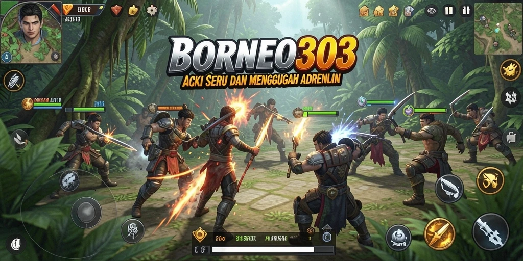 Screenshot dari gameplay seru BORNEO303 yang menampilkan aksi pertempuran.