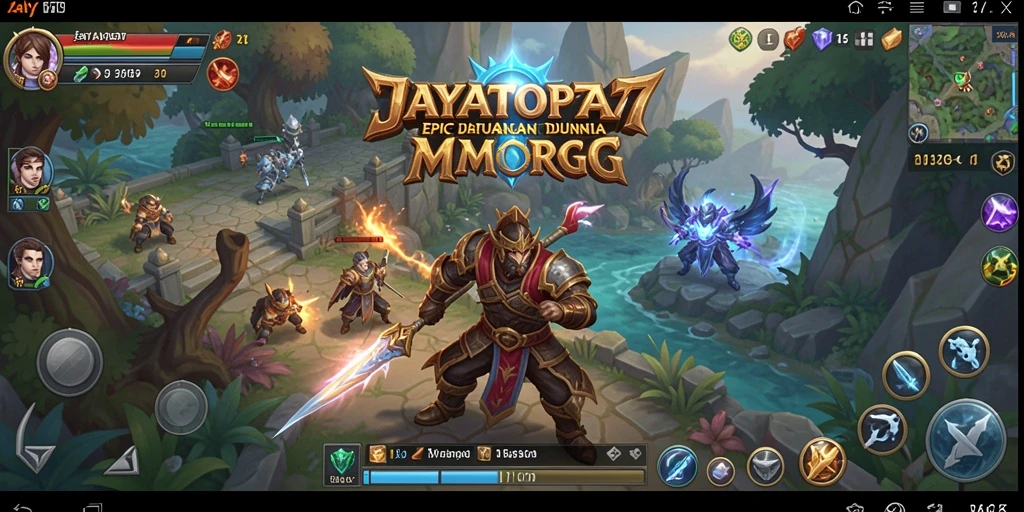 Screenshot gameplay JAYATOP77 menampilkan pertarungan epik dalam dunia MMORPG.