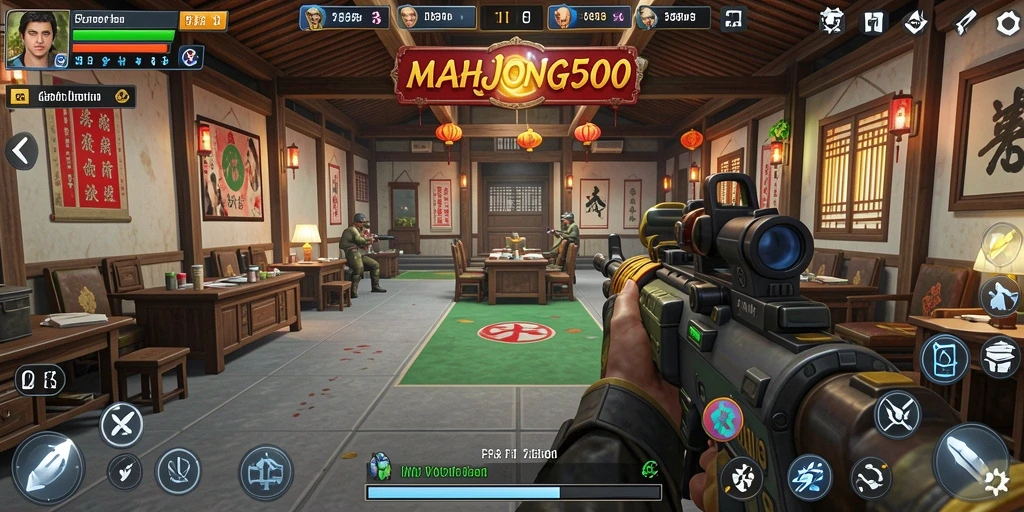 Gameplay MAHJONG500 menampilkan pertempuran yang seru dan intens.