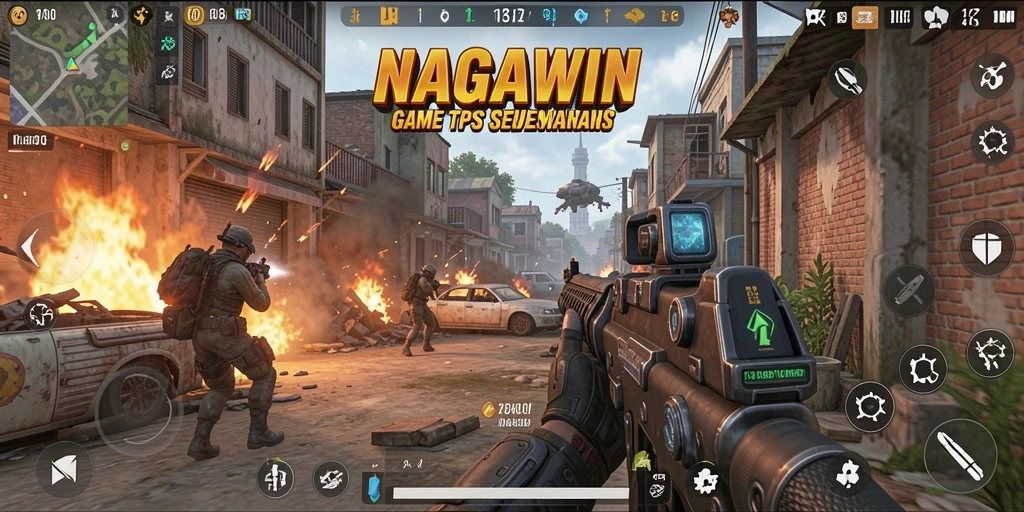 Screenshot menunjukkan aksi intens gameplay NAGAWIN.