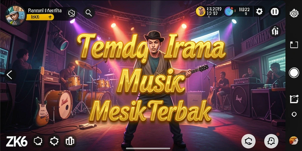 Screenshot utama ZK6 menampilkan antarmuka aplikasi musik yang menarik.